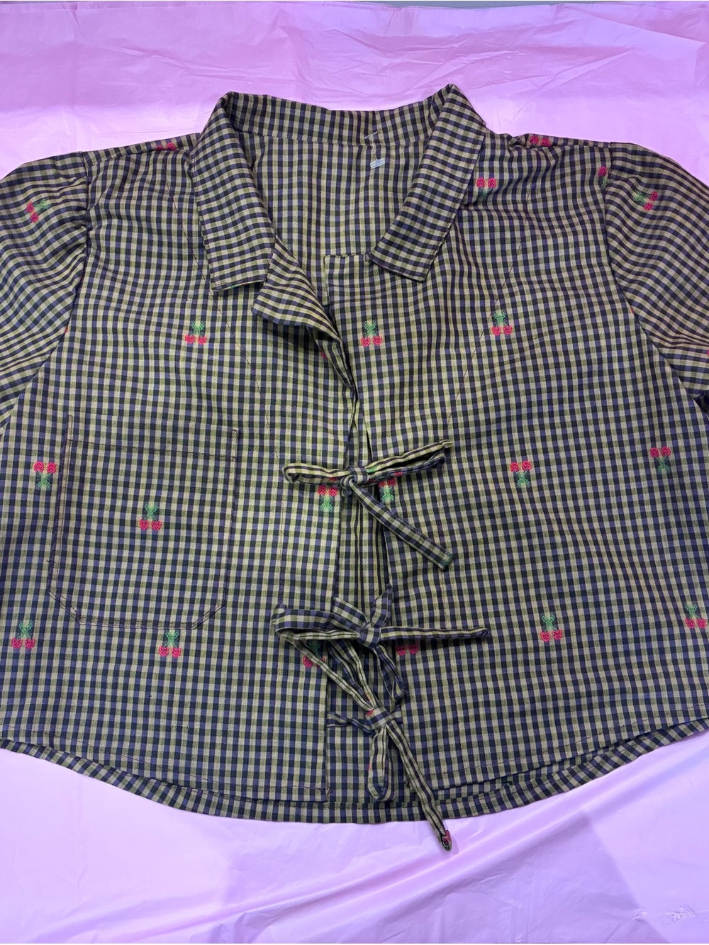 Women’s Top Blouse Cherries Retro Pinup Checkered NWOT Sz S